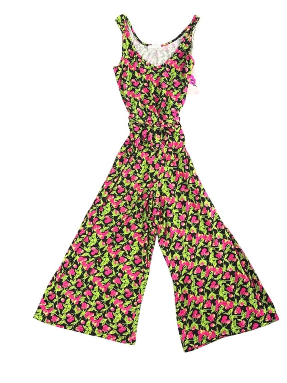 Luv Betsey by Betsey Johnson Floral Jumpsuit XS Wide Leg Cherry Print NWT Summer